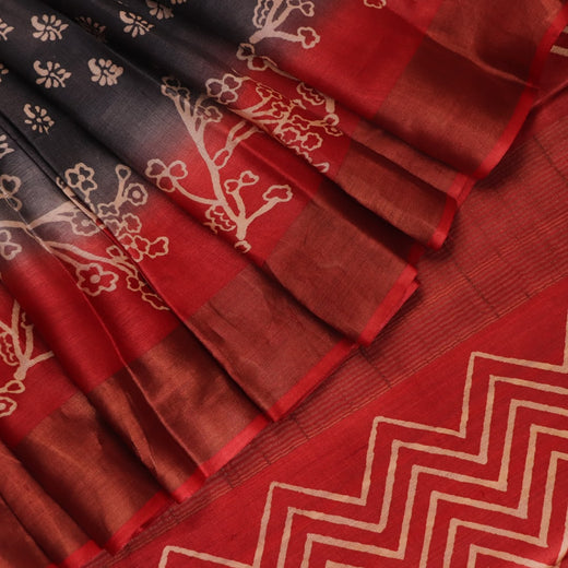 Tussar Tussar Silk Saree - Grey