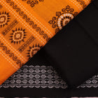 Coordinating black blouse piece for Bomkai Cotton Dress Material with subtle woven details.