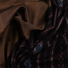 Full display of a handwoven plain grey Sambalpuri cotton saree with black details.