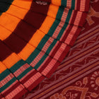Handloom Yellow Bomkai Cotton Saree with Maroon border