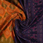 Full layout of the yellow and blue Sambalpuri cotton saree displaying the body, border, and pallu.