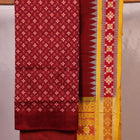 Maroon Pasapalli Sambalpuri handloom silk dress material blouse piece detail.