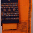 Detailed view of the matching blue and black Bomkai Cotton dress material blouse piece.