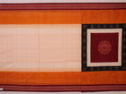 Full view of a striped Off-white and Maroon Sambalpuri Cotton Saree.