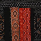 Full layout of the orange and black Sambalpuri cotton saree displaying the complete pattern and design.