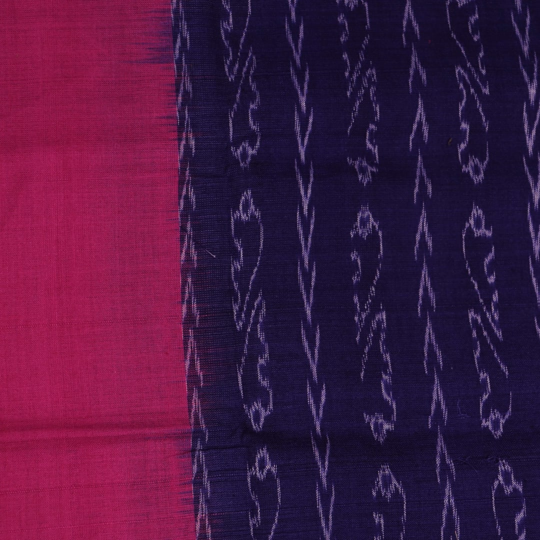 Pink and Blue Cotton Sambalpuri Dupatta elegantly draped