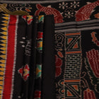 Full view of a black silk Khandua saree with intricate motifs
