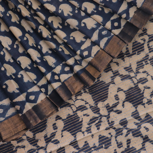 Tussar Tussar Silk Saree - Blue