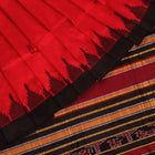 Handloom Red Sambalpuri Silk Saree with Black border