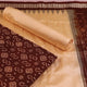 Detail of the brown and cream Sambalpuri silk dress material blouse piece with motifs.