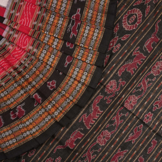 Maroon Pasapalli Sambalpuri Cotton Saree with Black Border P73-19-06141
