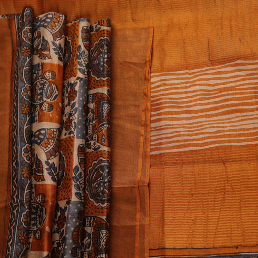 Close-up showing fine weave and subtle texture of Tussar Silk fabric