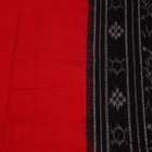 Sambalpuri Cotton Dupatta in Red and Black, with a plain pattern, draped for styling.