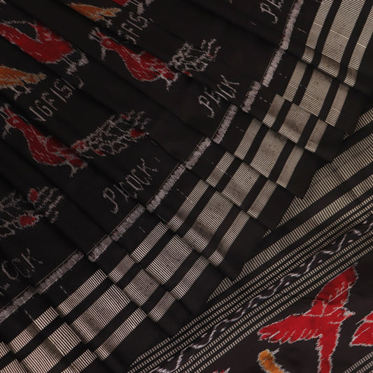 Handloom Black Sambalpuri Silk Saree with Black border