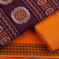 Purple Butta Bomkai Cotton Dress Material with Yellow Border
