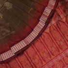 Handloom Brown Bomkai Silk Saree with Maroon border