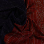 Styled plain blue and orange Sambalpuri cotton saree.