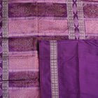 Close-up of purple Bomkai Silk Saree fabric, revealing its luxurious silk texture and exquisite handloom weave.