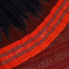 Styled plain blue and orange Sambalpuri cotton saree.