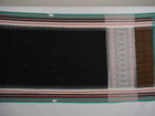 Full view of the black and green Bomkai cotton handloom saree showing the complete body, pallu, and border.