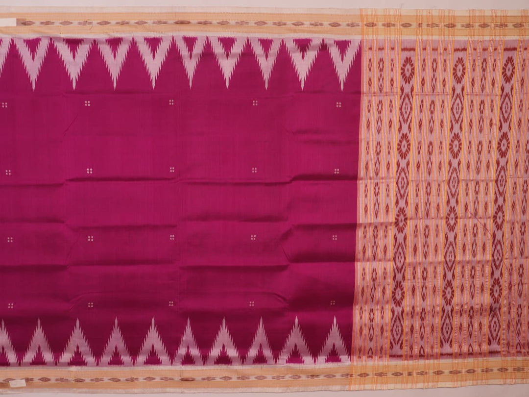 Pink Khandua silk saree styled; showing drape and overall look of the handloom saree.