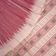 Full length view of a white and multi-color striped Sambalpuri cotton saree showing the complete design.