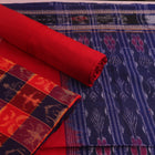 Handloom Red Sambalpuri Cotton Dress Material with Red border