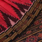 Model wears a handloom pink Khandua silk saree, styled to showcase its simple elegance.