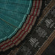Full layout of the green and black Sambalpuri cotton saree showcasing the pallu and body patterns.
