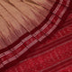Draped plain cream and maroon Sambalpuri cotton saree.