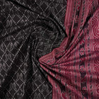 Full layout of black and maroon Sambalpuri cotton saree showing the body, pallu, and border design.