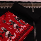 Handloom Red Sambalpuri Cotton Dress Material with Black border
