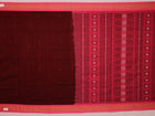 Full view of a maroon and pink cotton Bomkai saree featuring a butta pattern.
