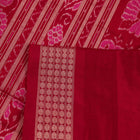 Close-up of intricate sambalpuri silk saree's yellow fabric featuring detailed motifs in rani color