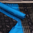 Handloom Black Sambalpuri Silk Dress Material with Blue border