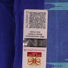 Close-up of plain blue Sambalpuri silk handloom saree fabric texture.