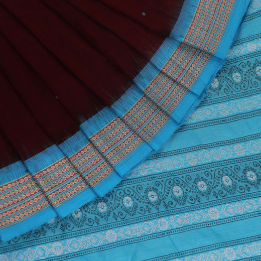 Bomkai Cotton Saree - Maroon
