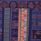 Full layout of blue and multi-color Sambalpuri cotton saree displaying motifs across the length.