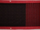 Black cotton Sambalpuri saree with red motifs, draped on a model