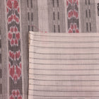Full view of a Black and White Sambalpuri Cotton Saree with Butta pattern.