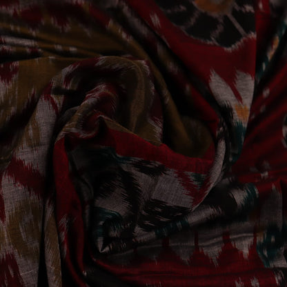 Green and Red Cotton Sambalpuri Saree Draped in a Stylized Manner