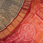 Handloom Grey Sambalpuri Silk Saree with Maroon border