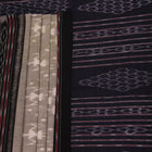 Styled Grey and Black Sambalpuri Cotton Saree with motifs, showcased draped.