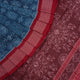 Full flat layout of the blue and maroon Sambalpuri cotton saree displaying the complete motifs and border pattern.