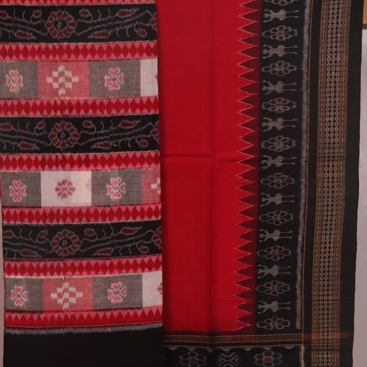 Detail of black cotton Sambalpuri Pasapalli dress material blouse piece.