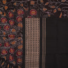 Full layout view of a rust and black Sambalpuri cotton saree displaying the complete body pattern and motifs.