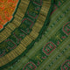 Full flat layout of the green Sambalpuri cotton saree displaying the complete body and pallu motifs