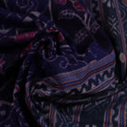 Full view of a blue Sambalpuri cotton saree with black motifs