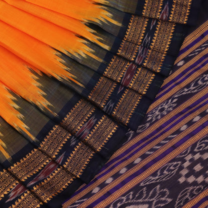 Handloom Yellow Khandua Silk Saree with Blue border