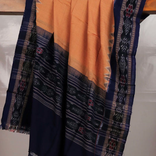 Handloom Cream Sambalpuri Cotton Dupatta with Black border